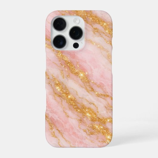 Coque iPhone 16 Pro marbre rose et or (Verso)