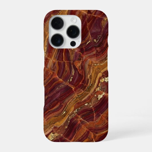 Coque iPhone 16 Pro marbre rouge et or (Verso)