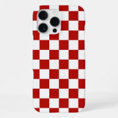 Coque iPhone 16 Pro Max à damiers carré rouge blanc rétro (Verso)