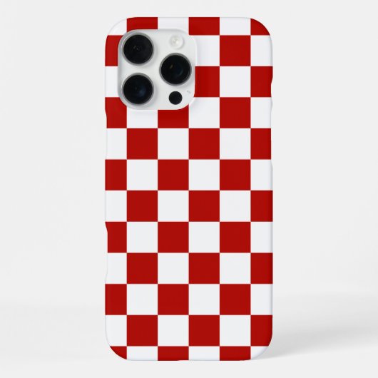 Coque iPhone 16 Pro Max à damiers carré rouge blanc rétro (Verso)