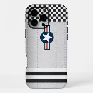 Coque iPhone 16 Pro Max À damiers métallique vintage du fuselage Rivet de