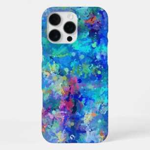 Coque iPhone 16 Pro Max Abstraction aquarelle bleue sarcelle violette