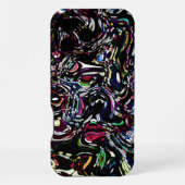 Coque iPhone 16 Pro Max Abstrait Art Black Swirl Rouge (Verso)