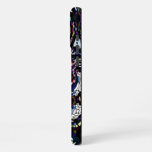 Coque iPhone 16 Pro Max Abstrait Art Black Swirl Rouge (Côté gauche)