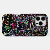Coque iPhone 16 Pro Max Abstrait Art Black Swirl Rouge (Verso Horizontal)