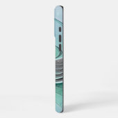 Coque iPhone 16 Pro Max Abstrait avec bleu, art fractal moderne (Côté gauche)