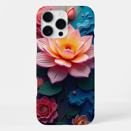 Coque iPhone 16 Pro Max Abstrait de fleurs (Verso)