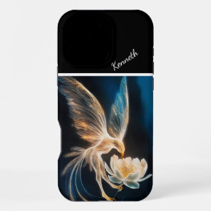 Coque iPhone 16 Pro Max Aigle et fleur lumineux