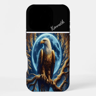 Coque iPhone 16 Pro Max Aigle Royal Sous Lune Bleue