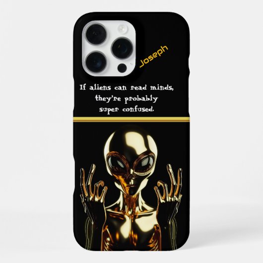 Coque iPhone 16 Pro Max Alien doré à la zone 51 (Verso)