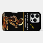 Coque iPhone 16 Pro Max Alien Doré Contemple l'Existence (Verso Horizontal)