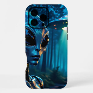 Coque iPhone 16 Pro Max Alien et OVNI Hyper Réaliste dans la Forêt