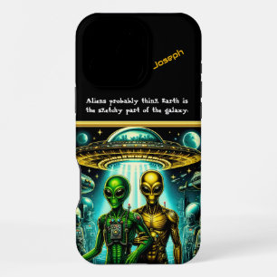 Coque iPhone 16 Pro Max Aliens à Area 51 Night Sky