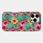 Coque iPhone 16 Pro Max Ananas à fleurs tropicales (Verso Horizontal)