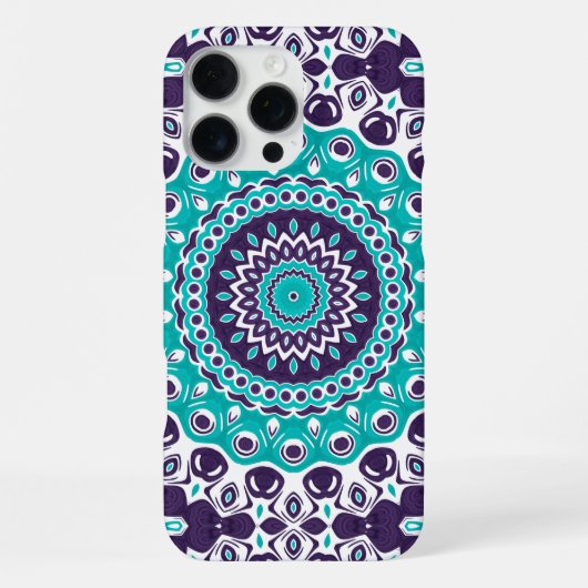 Coque iPhone 16 Pro Max Aqua and Plum Modern Mandala Design (Verso)