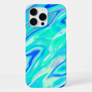 Coque iPhone 16 Pro Max Aqua Blue Marble Texture Abstrait Motif liquide