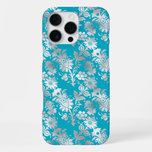 Coque iPhone 16 Pro Max Aqua Silver Floral (Verso)