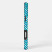 Coque iPhone 16 Pro Max Aqua Silver Zigzag Stripes Monogramme (Côté droit)