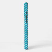 Coque iPhone 16 Pro Max Aqua Silver Zigzag Stripes Monogramme (Côté gauche)
