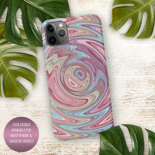 Coque iPhone 16 Pro Max Aqua Turquoise Blue Blush Rose Tourbillon Art