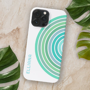 Coque iPhone 16 Pro Max Aqua Turquoise Vert sarcelle bleu rayures milieu d