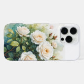 Coque iPhone 16 Pro Max Aquarelle Fleurs du jardin Roses blanches (Verso Horizontal)