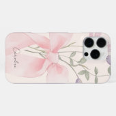 Coque iPhone 16 Pro Max Aquarelle moderne Floral élégant Bow Script rose (Verso Horizontal)