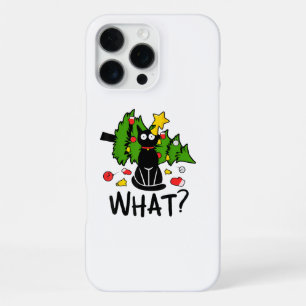 Coque iPhone 16 Pro Max Arbre de Noël drôle chat noir Noël joyeux Santa hu