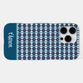 Coque iPhone 16 Pro Max Argyle Bleu Personnaliser (Verso Horizontal)