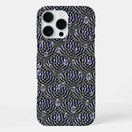 Coque iPhone 16 Pro Max Arrosage sur métal gris bleu (Verso)