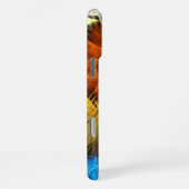 Coque iPhone 16 Pro Max Art Abstrait Fleurs Orange Jaune Bleu (Côté droit)