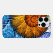 Coque iPhone 16 Pro Max Art Abstrait Fleurs Orange Jaune Bleu (Verso Horizontal)