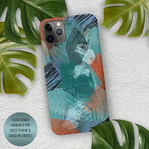 Coque iPhone 16 Pro Max Art aux coups de pinceau orange vert menthe bleu s