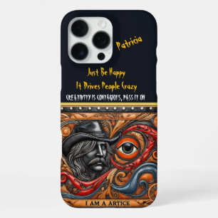 Coque iPhone 16 Pro Max Art centré sur l'œil avec des motifs audacieux