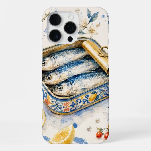 Coque iPhone 16 Pro Max Art d'aquarelle de sardine sicilienne (Verso)