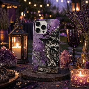 Coque iPhone 16 Pro Max Art de la Chouette Sorcière Violette Mystique avec