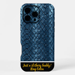 Coque iPhone 16 Pro Max Art de peau de serpent vibrant aux tons bleus