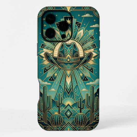 Coque iPhone 16 Pro Max Art Deco Teal & Gold iPhone 16 Pro Max Case  (Verso)