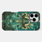 Coque iPhone 16 Pro Max Art Deco Teal & Gold iPhone 16 Pro Max Case  (Verso Horizontal)