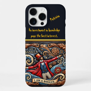 Coque iPhone 16 Pro Max Art en cuir complexe sur le thème de la banque