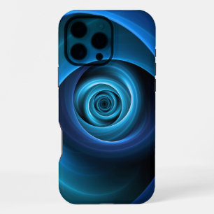 Coque iPhone 16 Pro Max Art fractal abstrait moderne aux couleurs bleues e