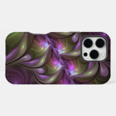 Coque iPhone 16 Pro Max Art fractal abstrait violet pourpre kaki coloré (Verso Horizontal)