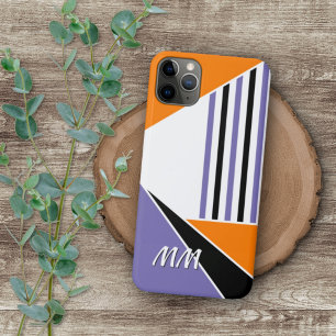 Coque iPhone 16 Pro Max Art Mod Violet Orange Noir Blanc Personnalisé
