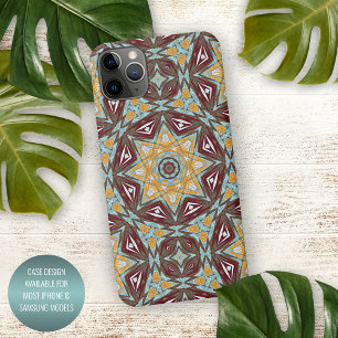Coque iPhone 16 Pro Max Art unique de kaléidoscope marron jaune turquoise