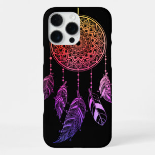 Coque iPhone 16 Pro Max Attrape-rêve coloré violet plume Élégant