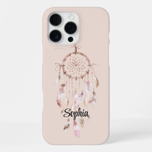 Coque iPhone 16 Pro Max Attrape-rêve Rose Pâle (Verso)