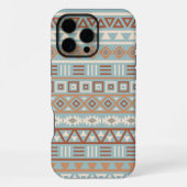 Coque iPhone 16 Pro Max Aztec Influence Motif Crème Bleue Terracottas (Verso)