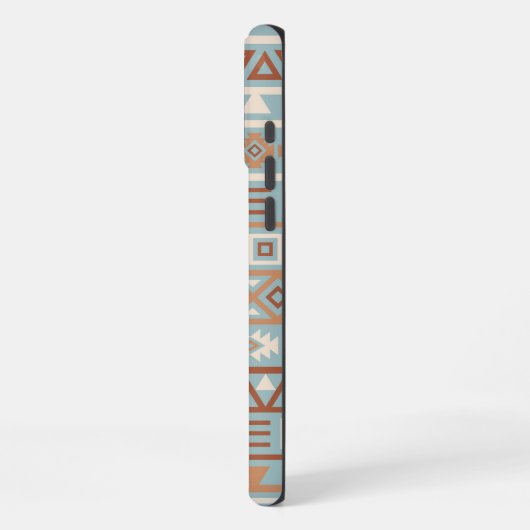 Coque iPhone 16 Pro Max Aztec Influence Motif Crème Bleue Terracottas (Côté gauche)