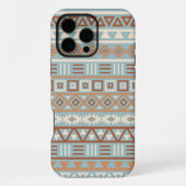 Coque iPhone 16 Pro Max Aztec Influence Motif Crème Bleue Terracottas (Verso)