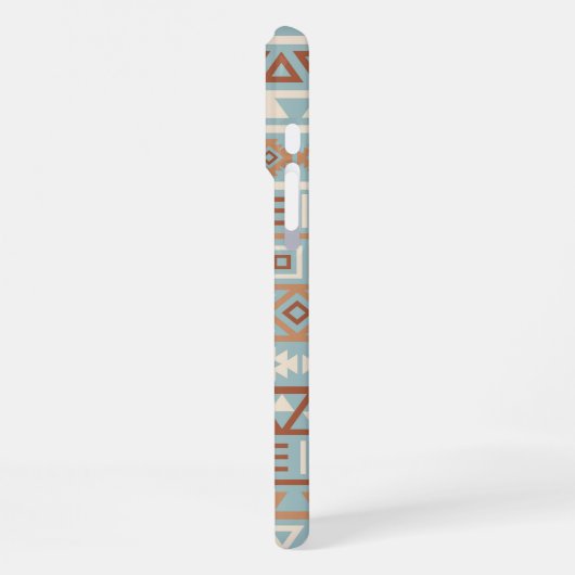 Coque iPhone 16 Pro Max Aztec Influence Motif Crème Bleue Terracottas (Côté gauche)